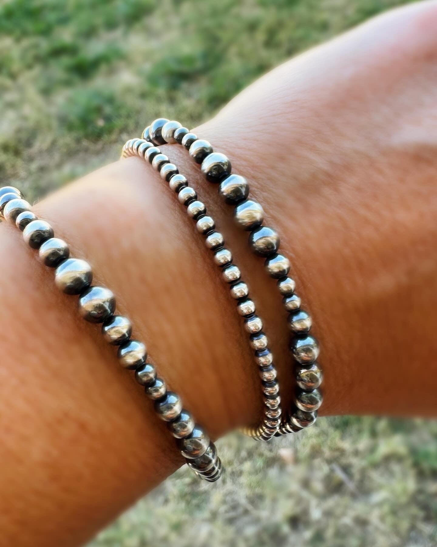 Genuine Silver Pearl Bracelet Size Med