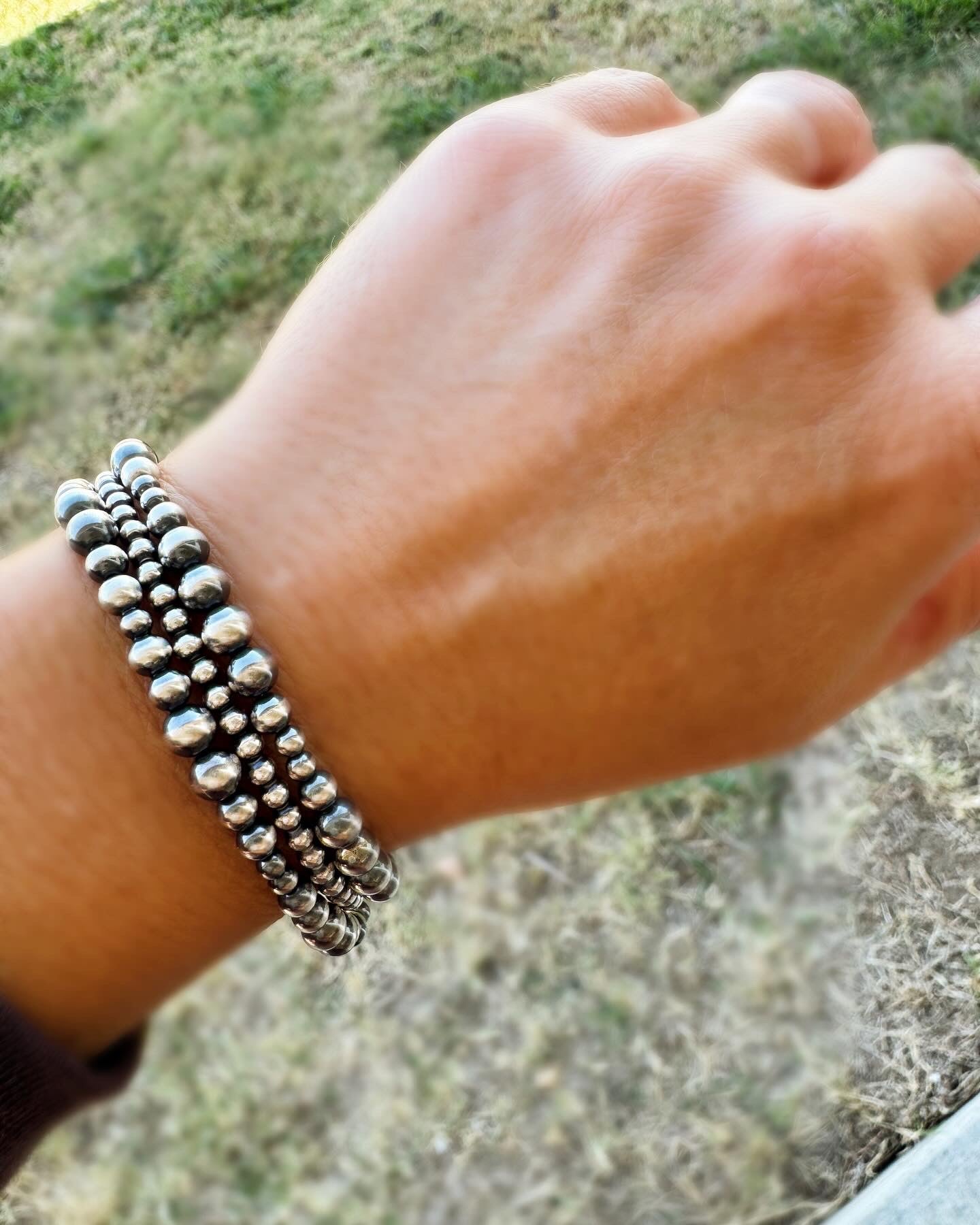 Genuine Silver Pearl Bracelet Size Med