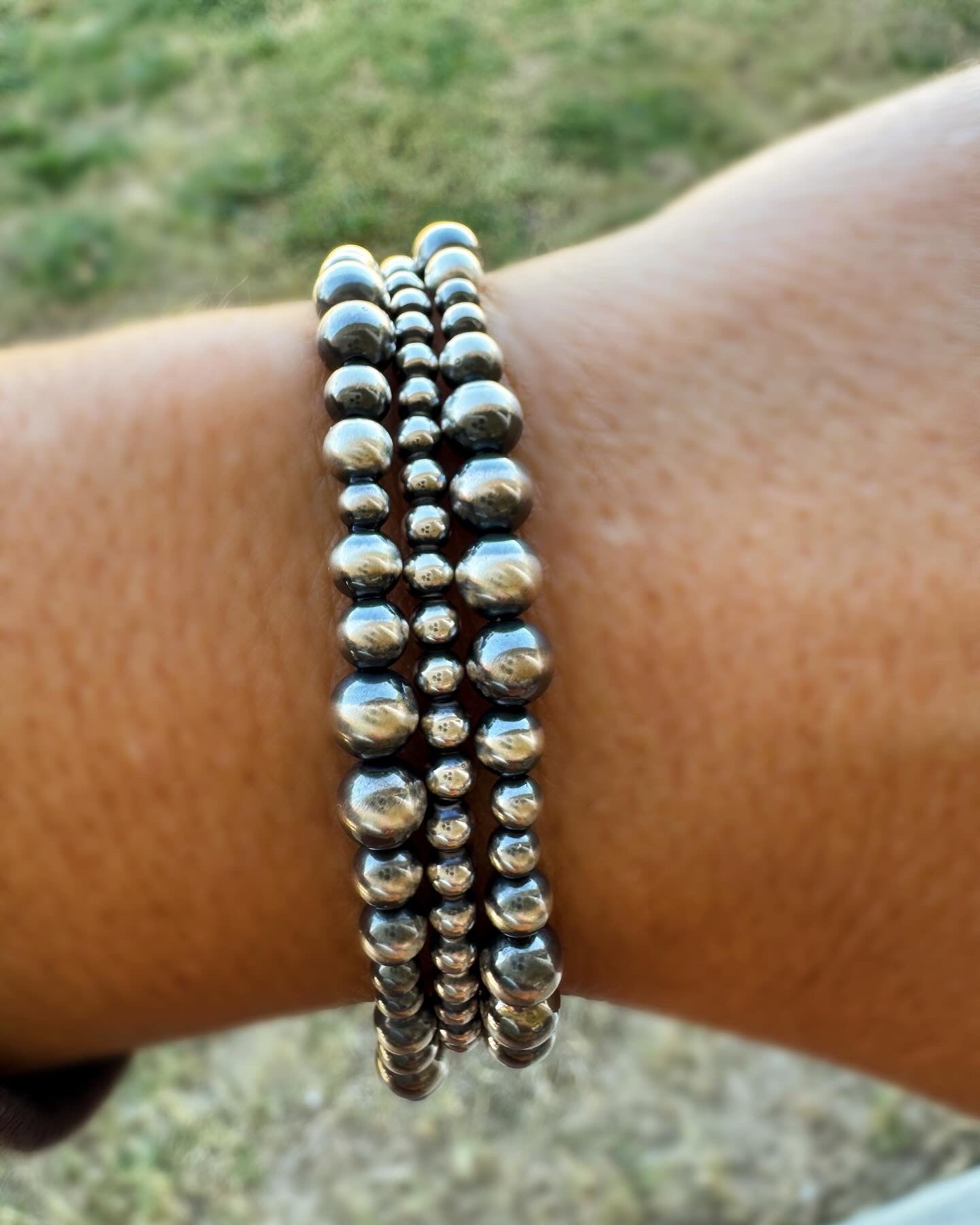Genuine Silver Pearl Bracelet Size Med