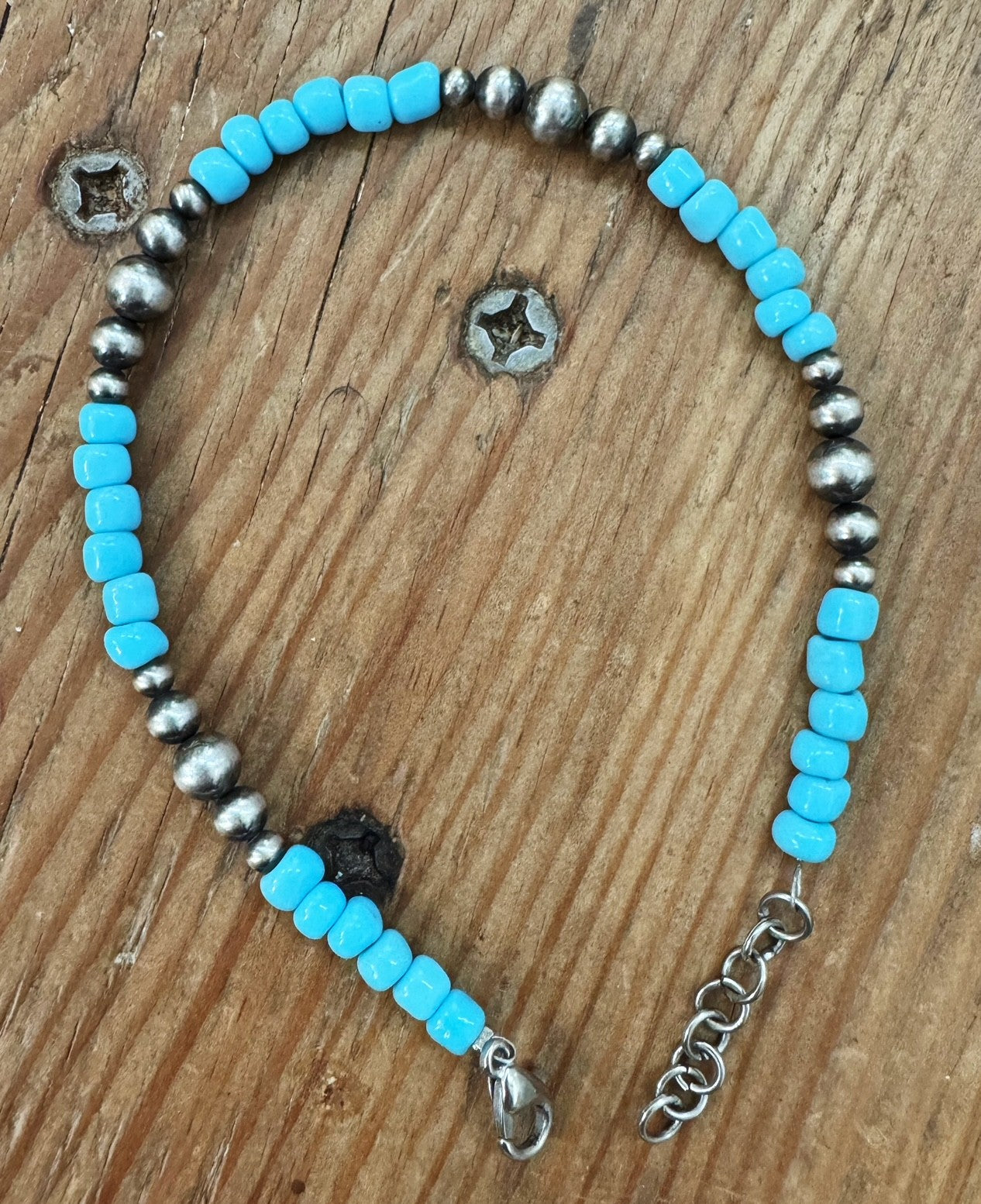 Silver Bead & Turquoise Bracelet