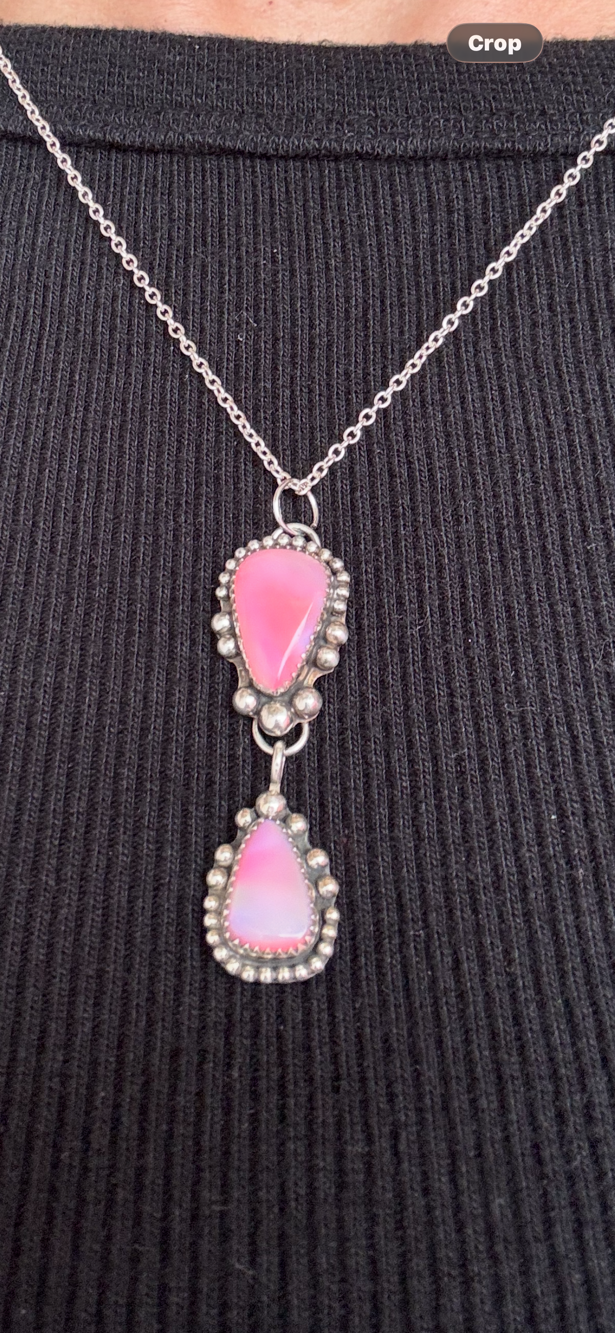 Pink Opal Two Stone Necklace