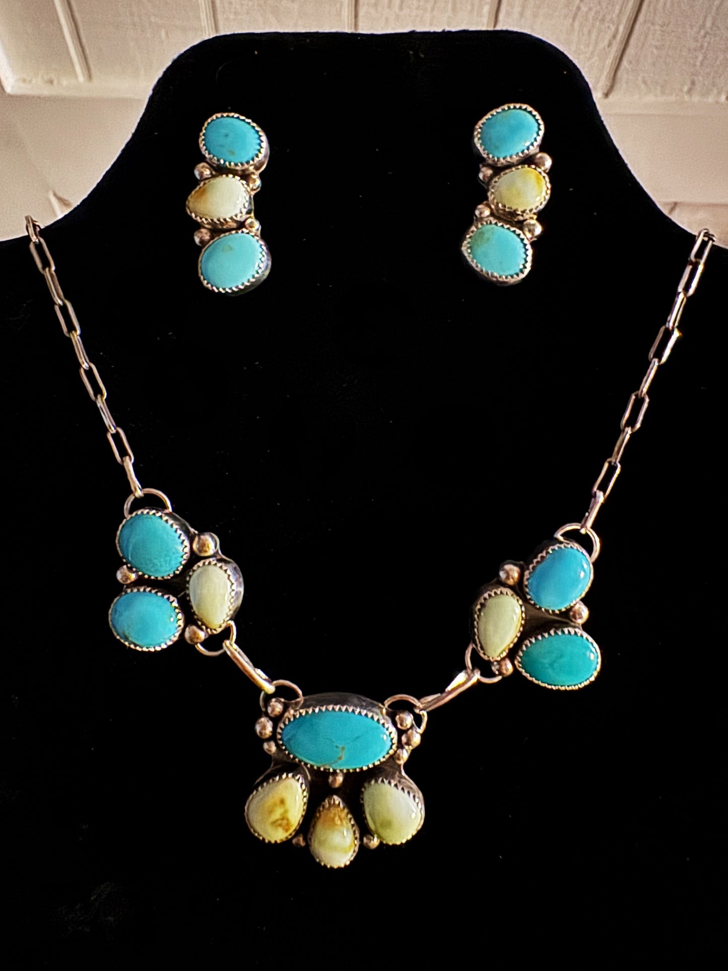 Turquoise and Palomino Lariat Necklace