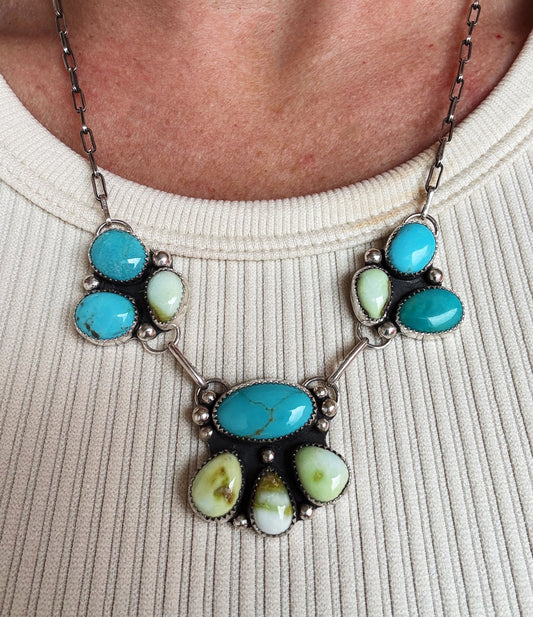 Turquoise and Palomino Lariat Necklace