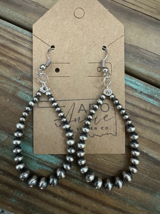 Silver Bead Earrings-Large Hoop