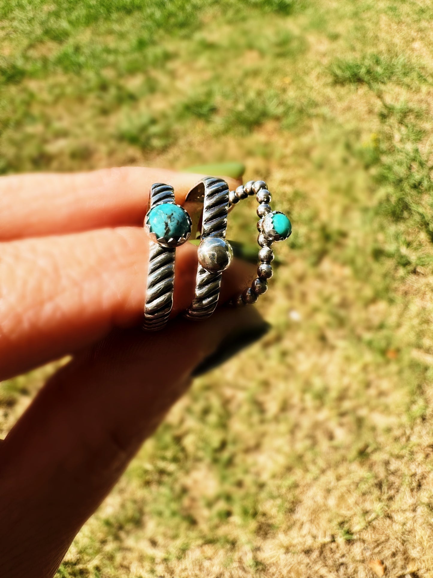 Panhandle Beaded Flat Top Stacker Turquoise