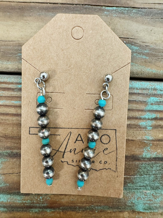 Silver Bead Earrings-Stud